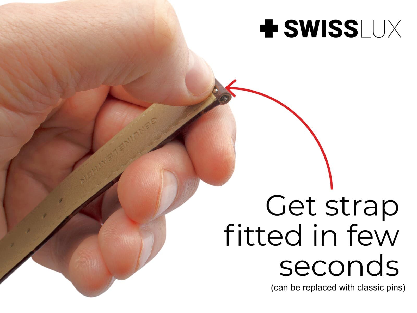 BROWN Alligator Curved End A.LANGE & SOHNE Watch Crocodile Leather Strap Band product image